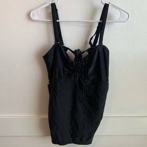 Torrid Black Ruffle Front Tankini Swimsuit